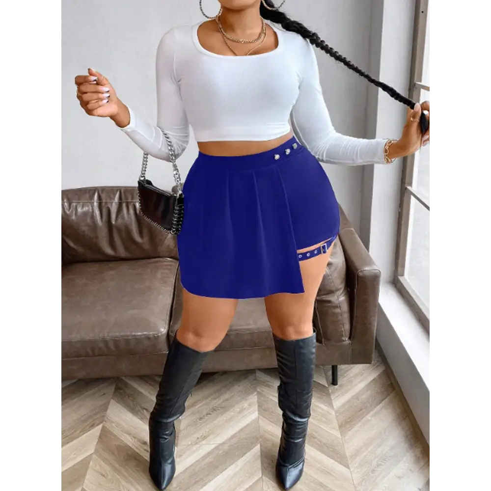 Plus Size 2024 Spring And Summer New Flared Skirt Ladies Fashion Versatile Black Casual Mini Skirt Pleated Fluffy Short