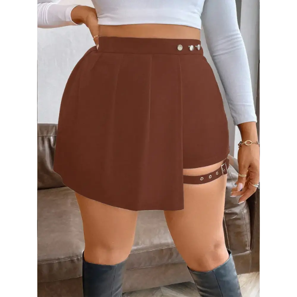 Plus Size 2024 Spring And Summer New Flared Skirt Ladies Fashion Versatile Black Casual Mini Skirt Pleated Fluffy Short