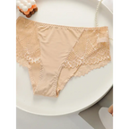 Beige plus size lace underwear for women with delicate floral lace detailing by The Lady's Haven Boutique