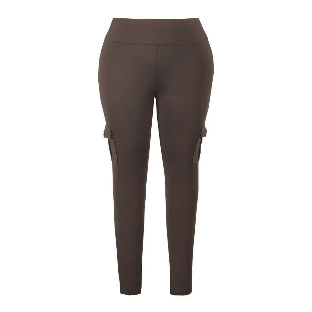 Plus Size Women’s Solid Colour Multi Pockets Casual Skinny Trousers For All Season Everyday Travelling