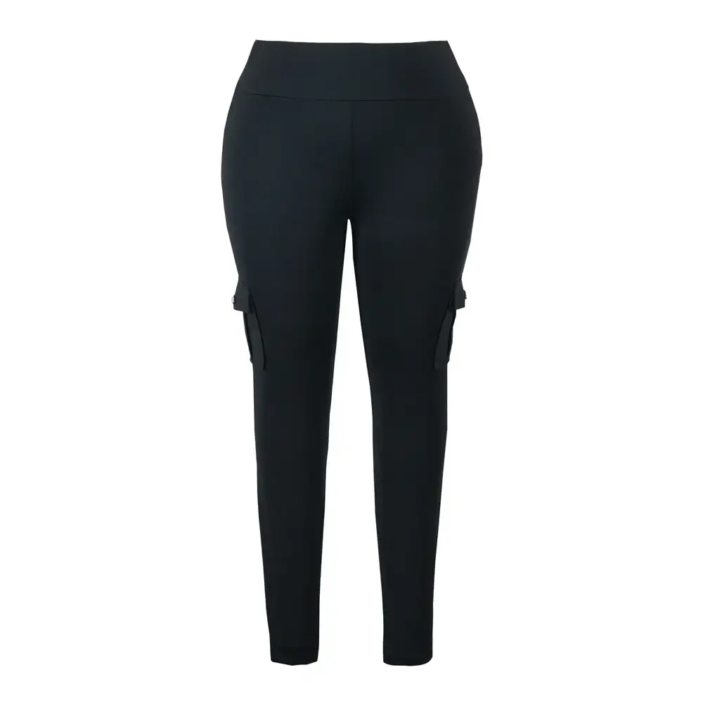 Plus Size Women’s Solid Colour Multi Pockets Casual Skinny Trousers For All Season Everyday Travelling