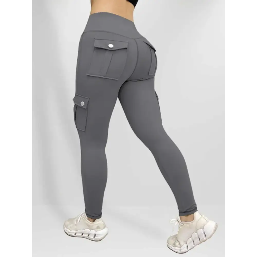 Plus Size Women’s Solid Colour Multi Pockets Casual Skinny Trousers For All Season Everyday Travelling - Grey / 4XL