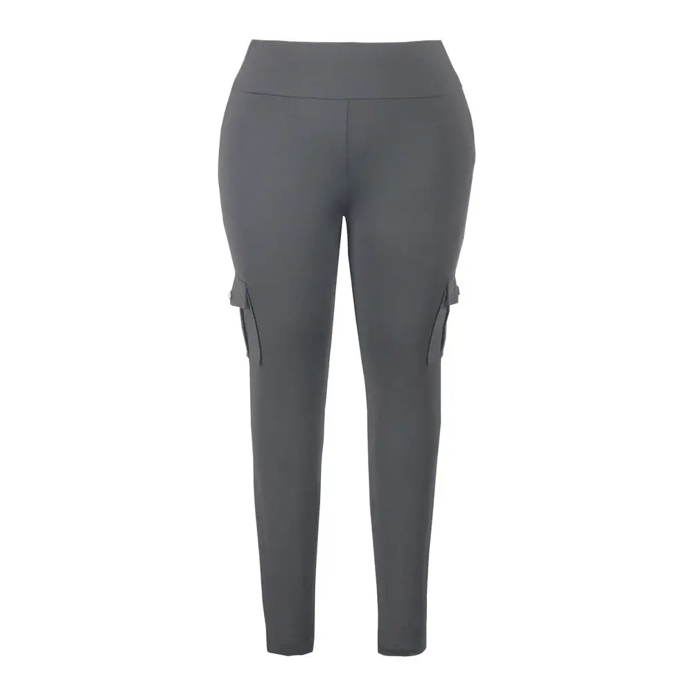Plus Size Women’s Solid Colour Multi Pockets Casual Skinny Trousers For All Season Everyday Travelling