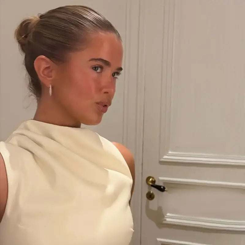 PU Leather Mini Dress – Sleeveless Ruched Clubwear - Mini Dresses