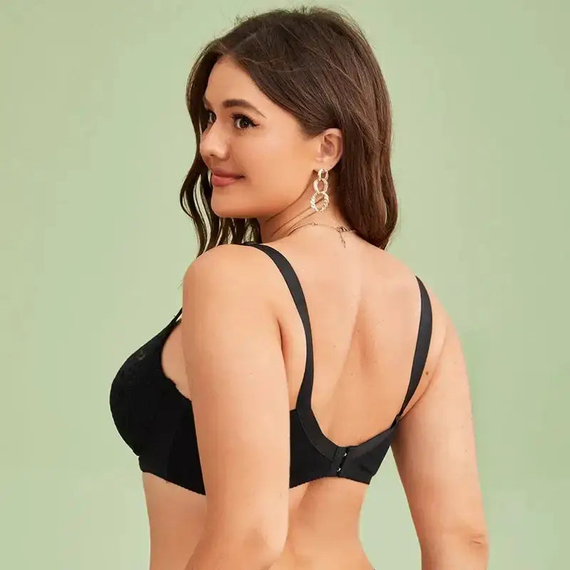 Pure Color Cotton Bras for Women Underwire Bra with Hoops Full Cup Lace Bralette Sizes 85D to 110D - The Lady's Haven Boutique