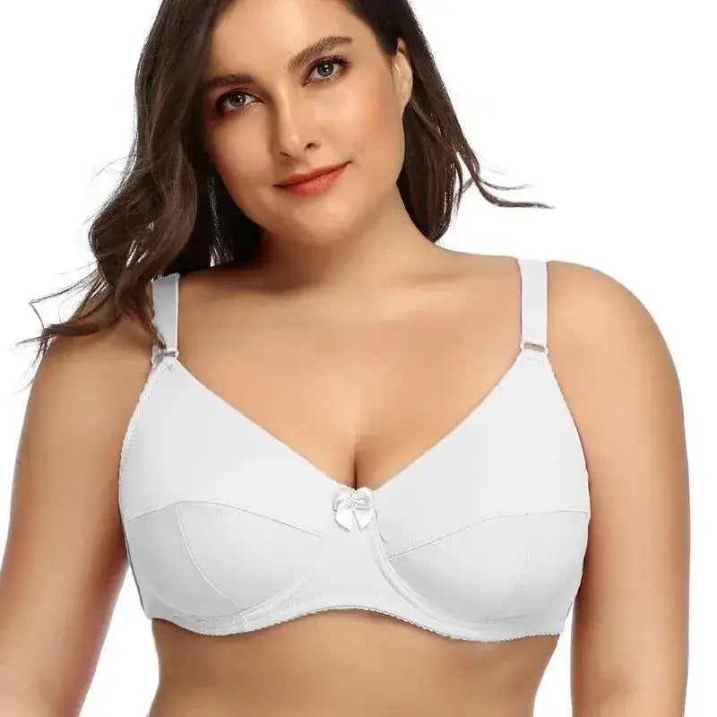 Pure Color Plain Large Size Bra with wire for women non-padded bralette for big breast C D E F cup bras - White / 95D