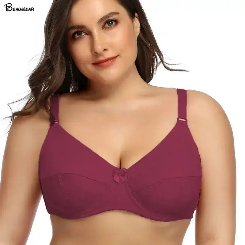Pure Color Plain Large Size Bra with wire for women non-padded bralette for big breast C D E F cup bras