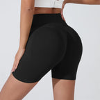 Black push-up gym shorts for women with a supportive fit for active workouts