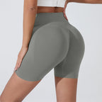 Push-up gym shorts for women in gray, designed for comfort and support during workouts