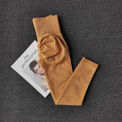 Stylish push up leggings for women in golden color with soft fabric for comfort and style