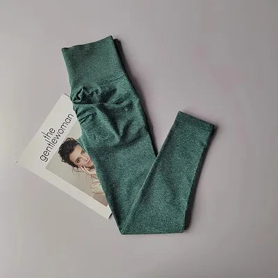 Soft green push up leggings for women with high waist design for a flattering fit