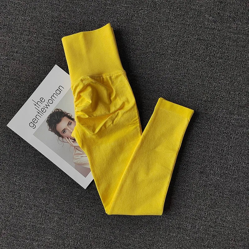 Bright yellow push up leggings for women with high waist design from The Lady's Haven Boutique