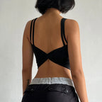 Black backless push up sports bras for women with stylish strap design from The Lady's Haven Boutique