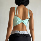 Mint Green Push Up Sports Bras for Women with Stylish Cross-Back Design and Adjustable Straps