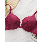 The Lady's Haven Boutique push up underwire bra and panty set in deep red lace fabric