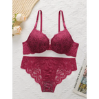 Burgundy lace push up underwire bra and panty set with adjustable straps from The Lady's Haven Boutique