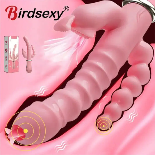 Rabbit G Spot Dildo Vibrator Clitoris Stimulator Penis Anal Double Penetration Tongue Licking Double Rod Sex Toy For Women Adult - The Lady's Haven