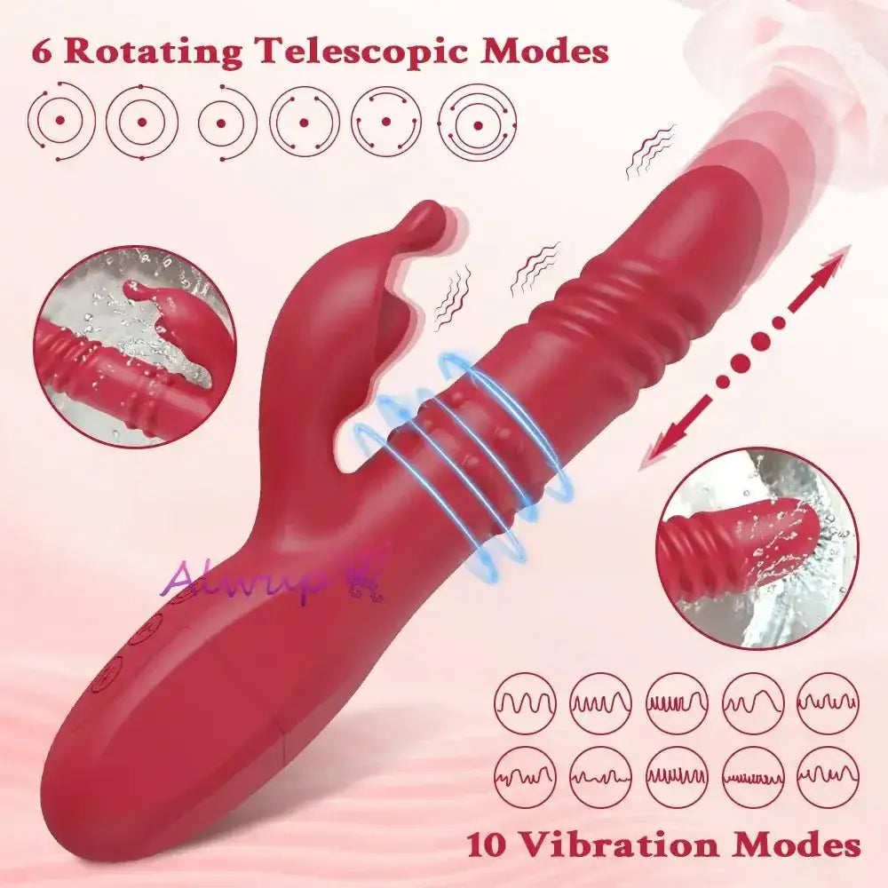 Rabbit Vibrator For Women Powerful G Spot Telescopic Rotating Clitoris Vagina Stimulator Female Masturbator For Adult Sexy Toys - The Lady's Haven