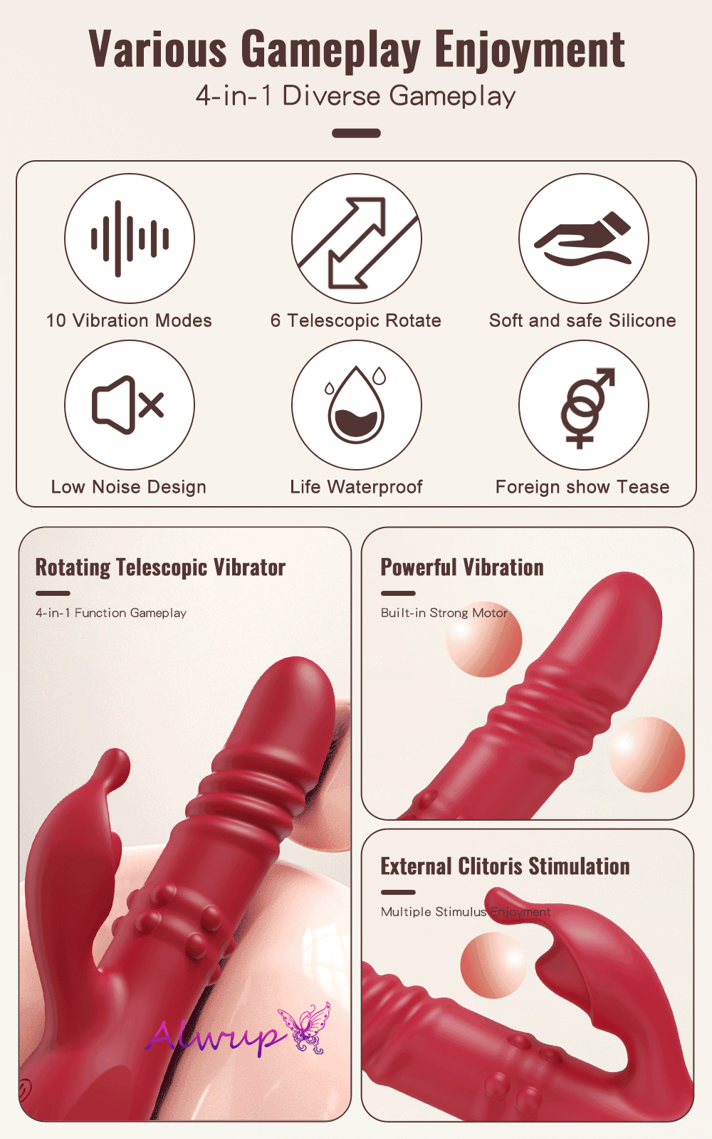 Rabbit Vibrator For Women Powerful G Spot Telescopic Rotating Clitoris Vagina Stimulator Female Masturbator For Adult