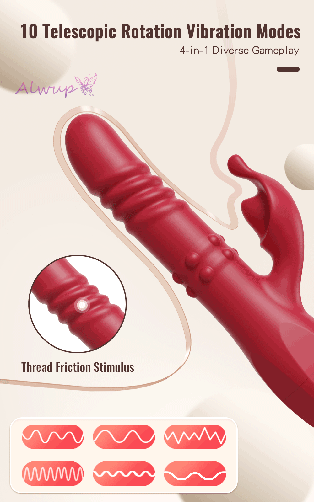 Rabbit Vibrator For Women Powerful G Spot Telescopic Rotating Clitoris Vagina Stimulator Female Masturbator For Adult