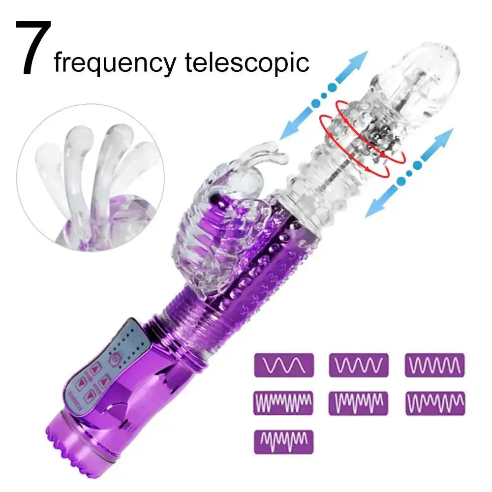 Rabbit Vibrator Telescopic Dildo Vibrator G - Spot Clit AV Stick Stimulator Vaginal Massager Sex Toys for Women Female rechargable - The Lady's Haven