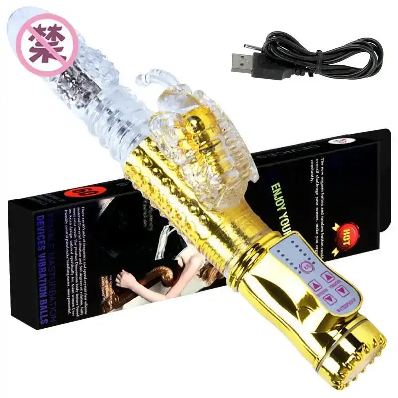 Rabbit Vibrator Telescopic Dildo Vibrator G - Spot Clit AV Stick Stimulator Vaginal Massager Sex Toys for Women Female rechargable - The Lady's Haven