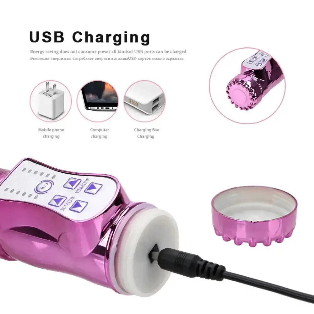 Rabbit Vibrator Telescopic Dildo Vibrator G - Spot Clit AV Stick Stimulator Vaginal Massager Sex Toys for Women Female rechargable - The Lady's Haven