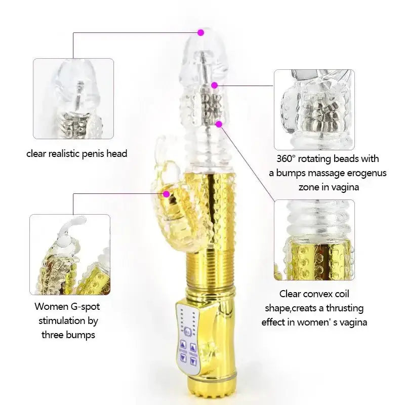 Rabbit Vibrator Telescopic Dildo Vibrator G - Spot Clit AV Stick Stimulator Vaginal Massager Sex Toys for Women Female rechargable - The Lady's Haven