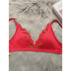 Red lace push up bra for women with delicate lace trim from The Lady's Haven Boutique