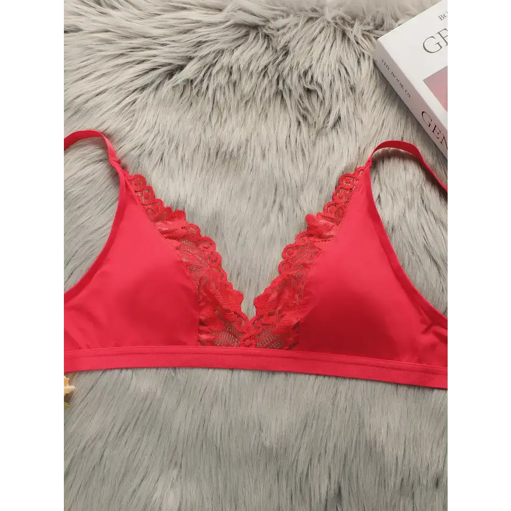 Red lace push up bra for women with delicate lace trim from The Lady's Haven Boutique