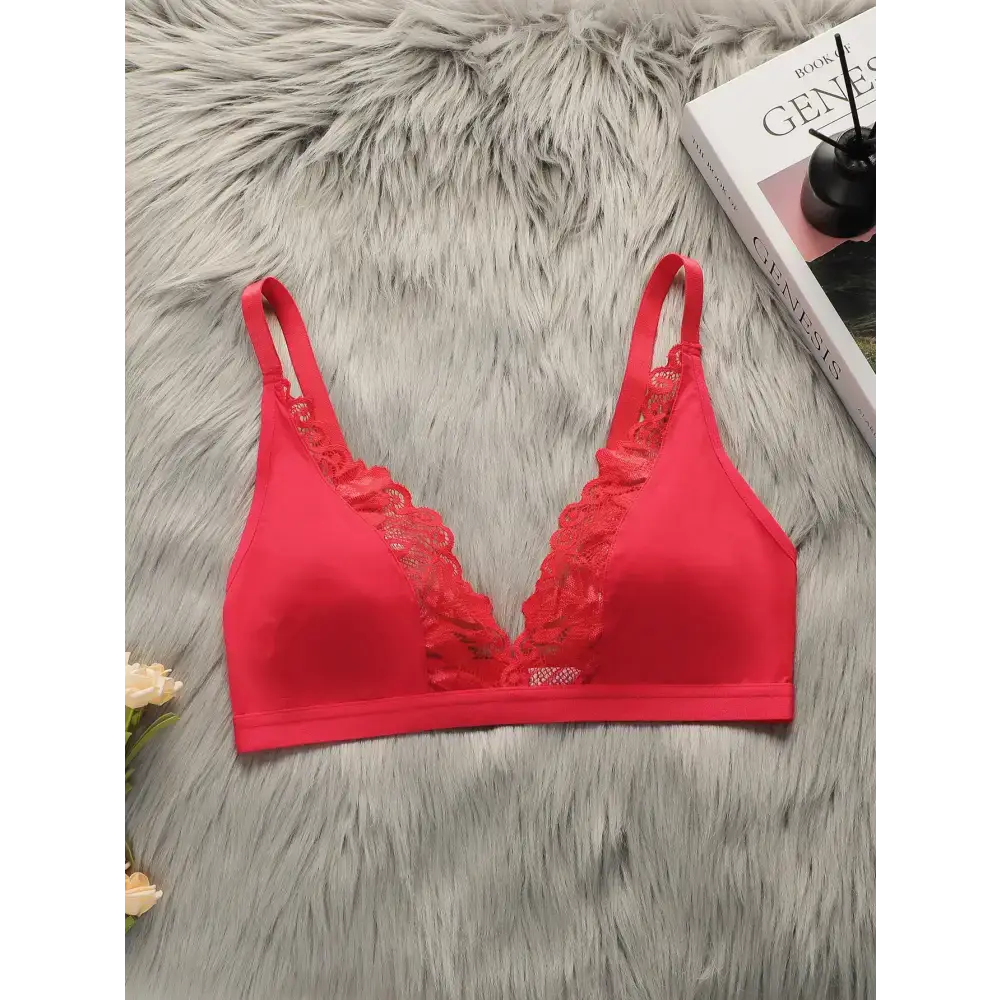 Red lace push up bra for women with adjustable straps from The Lady's Haven Boutique