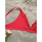 Red lace push up bra for women with delicate floral lace design from The Lady's Haven Boutique