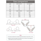 Size chart for lace push up bra for women showing under bust and cup height measurements in cm and inches