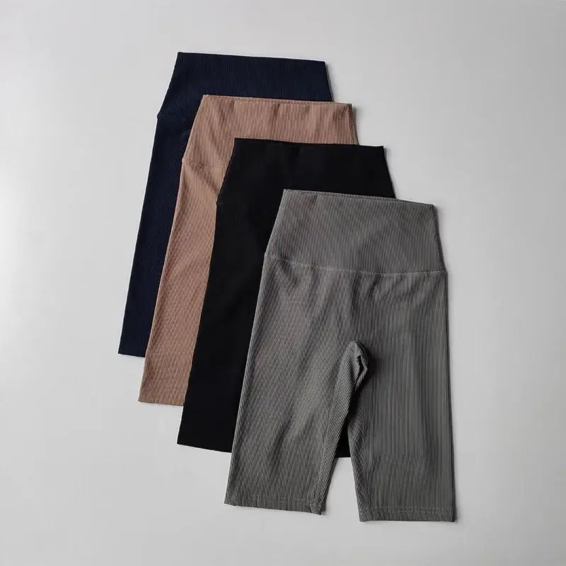 Ribbed Cycling Yoga Gym Shorts for Women - The Lady's Haven Boutique