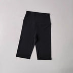 Black ribbed cycling yoga gym shorts for women with high waistband for comfort and support