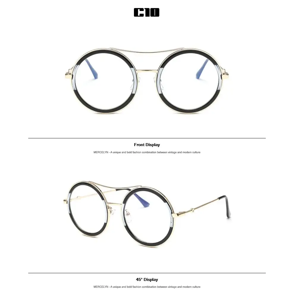 Round sunglasses with designer flair featuring a vintage and modern style combination