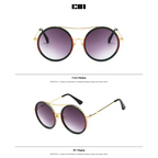 Stylish round sunglasses with designer flair featuring vintage and modern design elements