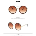 Round sunglasses with designer flair featuring a vintage-inspired frame and gradient lenses
