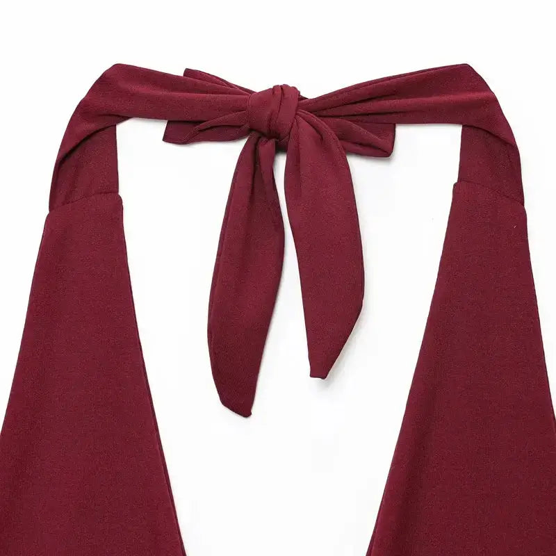 Burgundy pleated off shoulder crop top with tied bow detail from The Lady's Haven Boutique