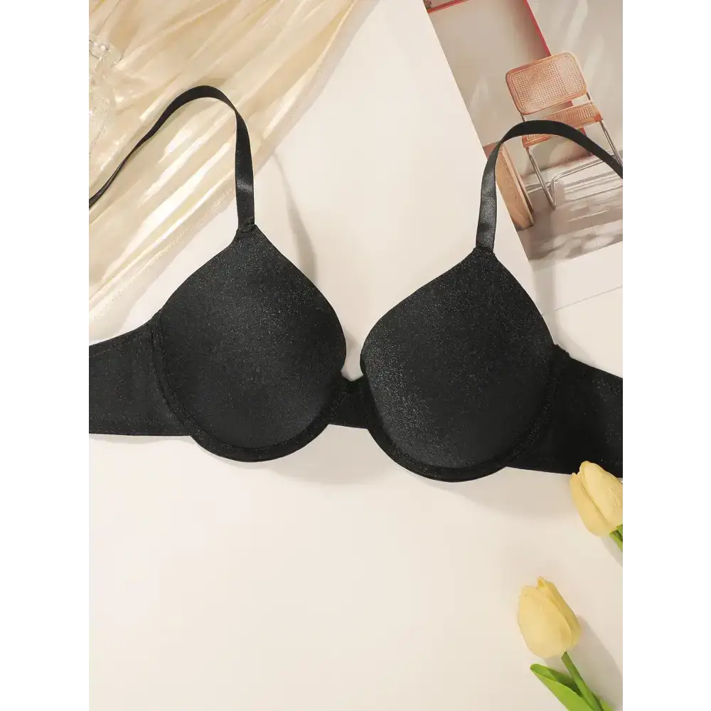 Black sequin lingerie bra with steel ring from The Lady's Haven Boutique on a white background