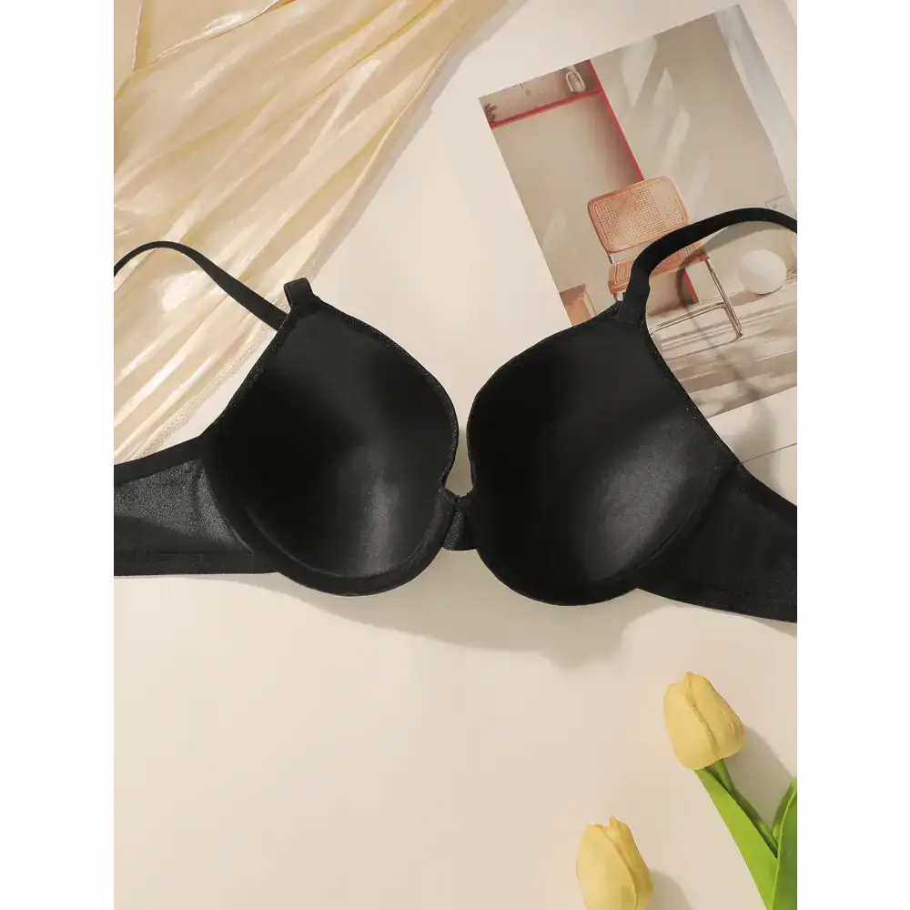 Black sequin lingerie bra with steel ring from The Lady's Haven Boutique on white background
