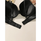 Black sequin lingerie bra with steel ring and adjustable straps from The Lady's Haven Boutique