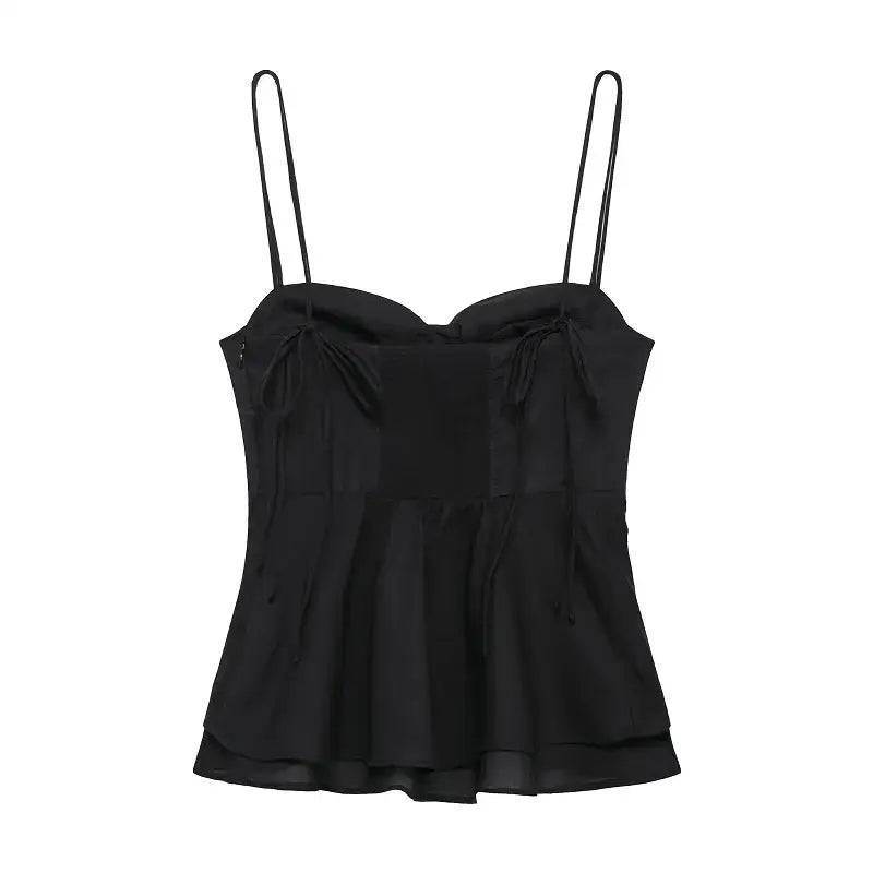 Black sexy bow backless slip top with spaghetti straps from The Lady's Haven Boutique