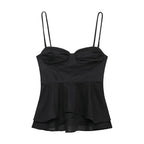 Black sexy bow backless slip top with thin straps and layered hem from The Lady's Haven Boutique