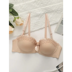 The Lady's Haven Boutique sexy embroidered flower bra in nude with lace detailing and adjustable straps