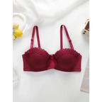 Sexy embroidered flower bra in deep red with adjustable straps and floral lace detailing