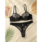 Sexy lace lingerie set in black with floral lace design and adjustable straps from The Lady's Haven Boutique