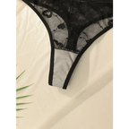 Black sexy lace lingerie set featuring delicate floral lace and soft fabric panel details