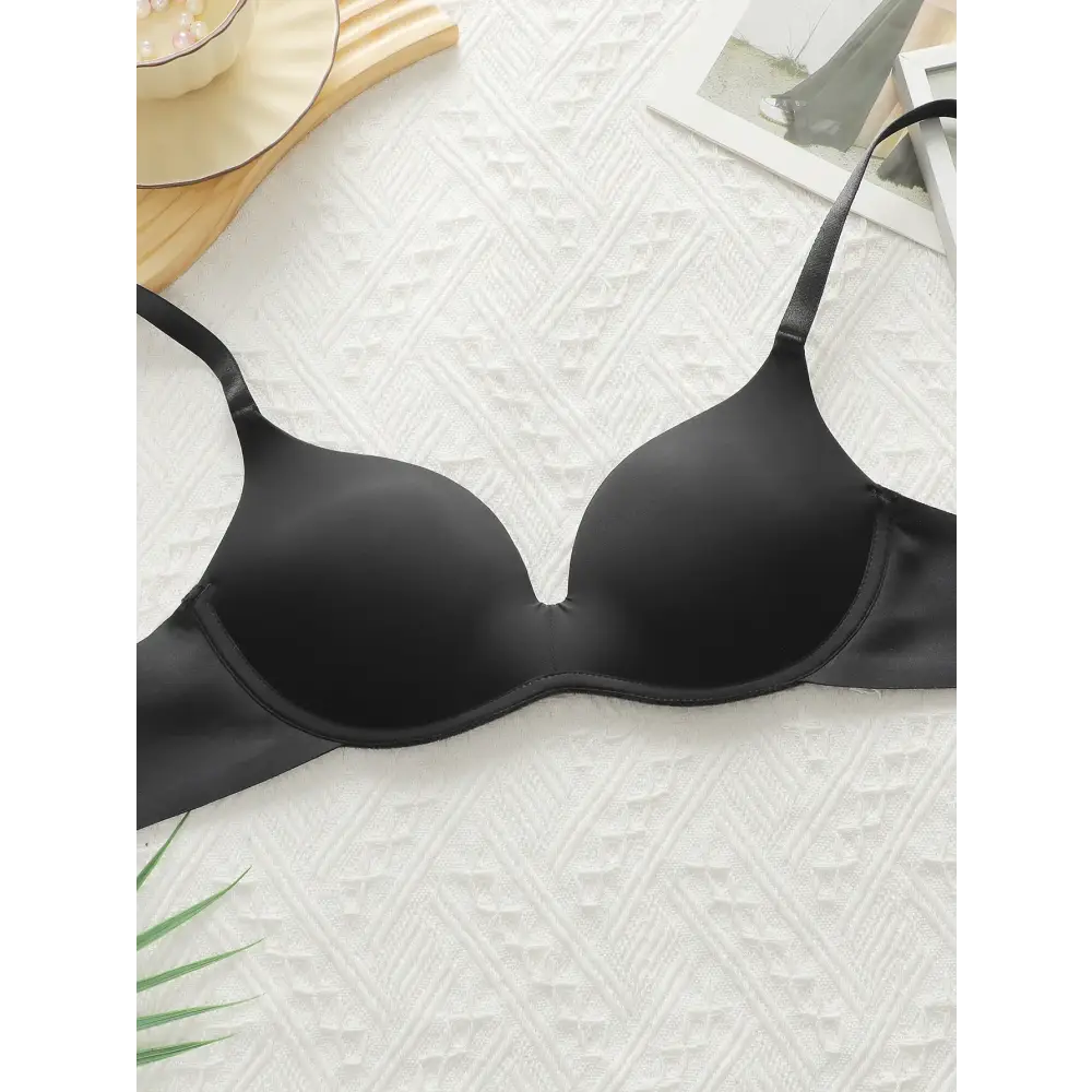 Sexy lingerie black bra from The Lady's Haven Boutique with smooth molded cups and adjustable straps