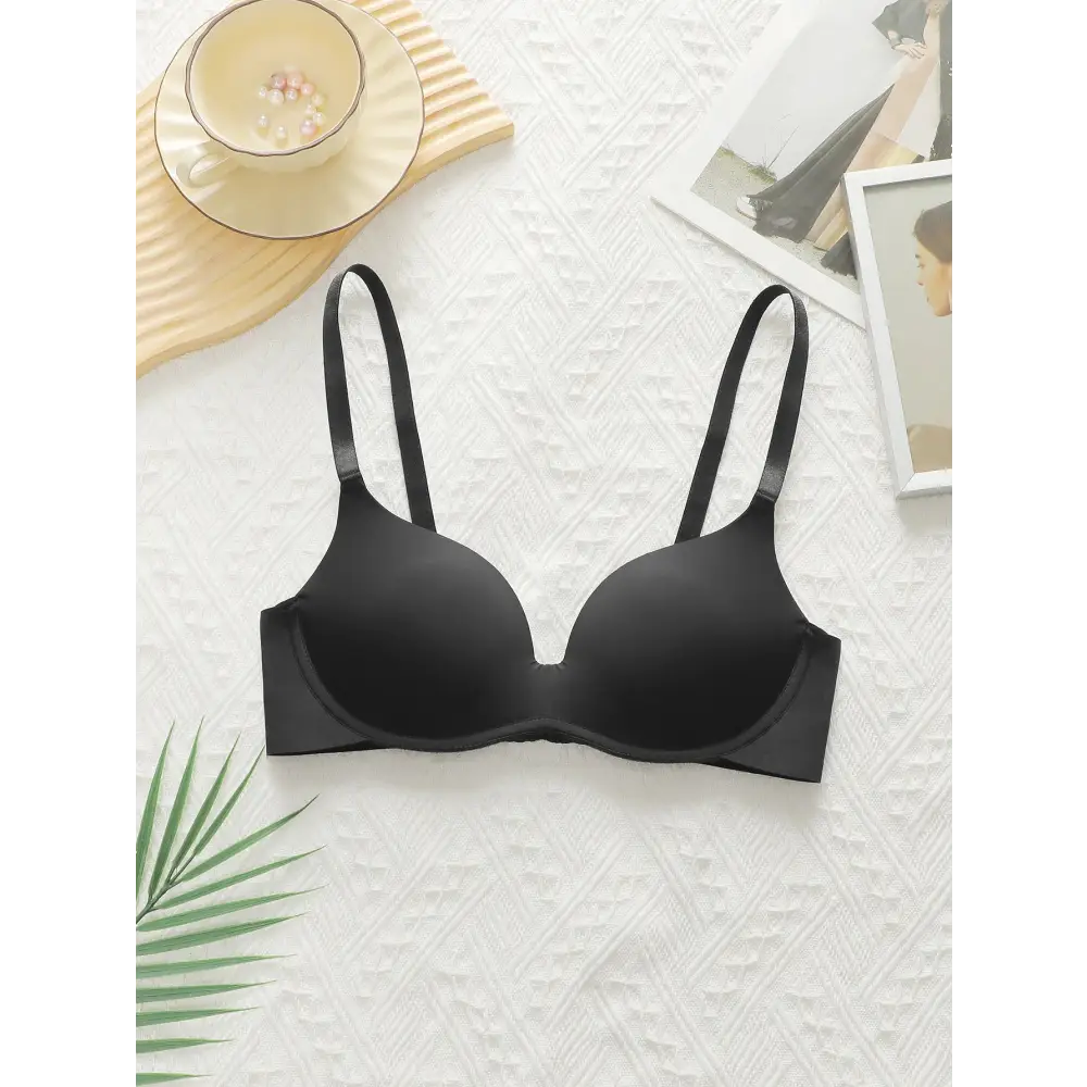 Sexy lingerie black bra with smooth cups and adjustable straps from The Lady's Haven Boutique